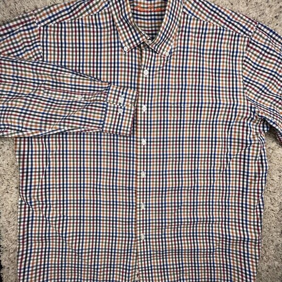 Alan Flusser Button Up Shirt Adult XL Cotton Casual Mens Check Colorful - Picture 2 of 8